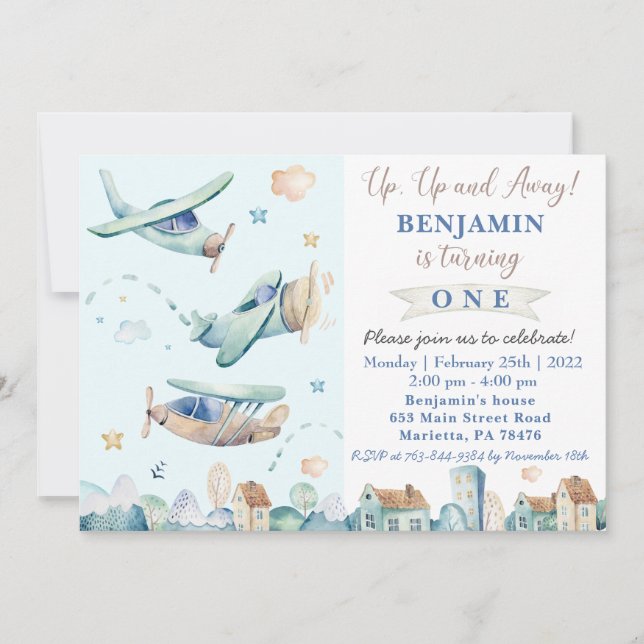 Para cima e para fora | Convite para Festa de aniv (Frente)