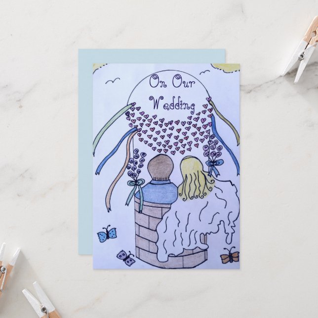 Para cima e para fora num Convite de casamento de  (Frente/Verso In Situ)