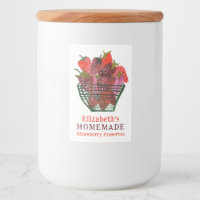 Cesta de Morango em Aquarela Rótulo Personalizado 