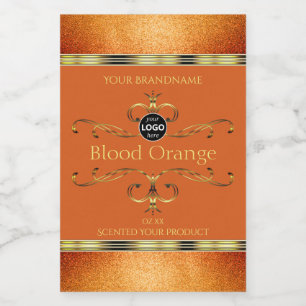 Para Comida Glitter Elegante Rótulo de produto Dourado Laranja