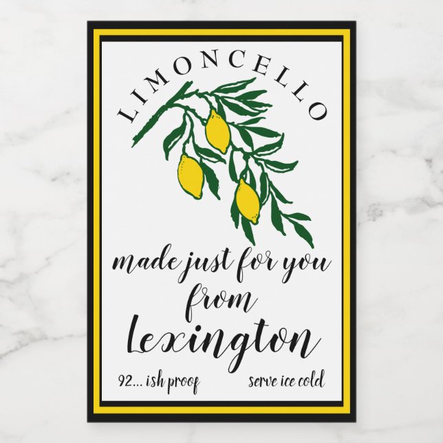 Para Comida Limões Limoncello No Rótulo Do Frasco | (Rótulo Único)
