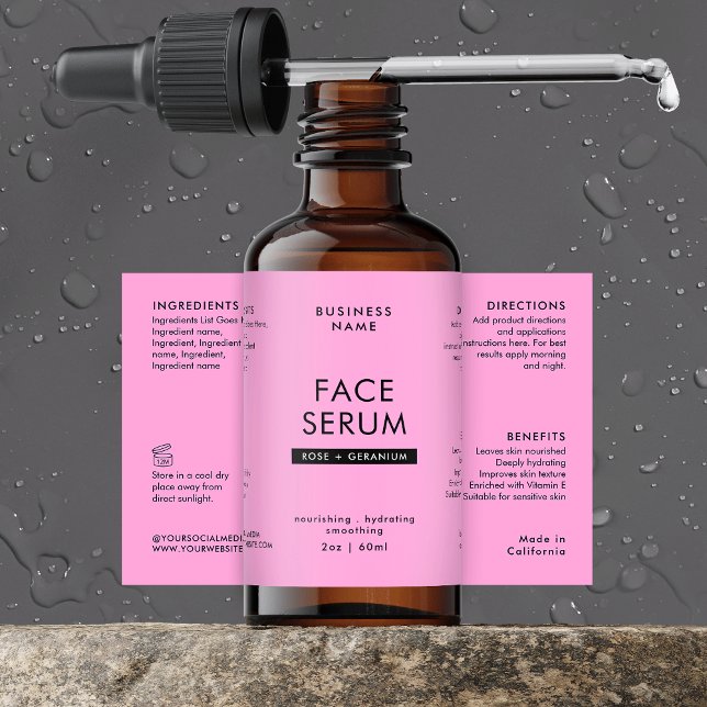 Para Comida Rótulo à prova d'água do Frasco Estropador Rosa Mo (Girly Pink 2 OZ Dropper Bottle Waterproof Label *verify size to ensure a good fit")