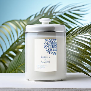 Para Comida Rótulo da Vela Flourish Azul Whimsical