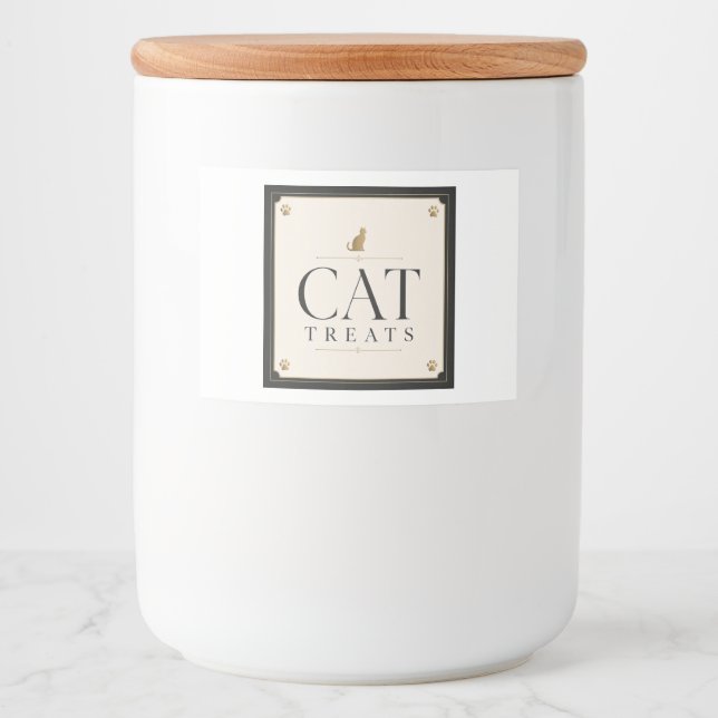 Para Comida Rótulo de Armazenamento de Petiscos de Gato Únicos (Frente)