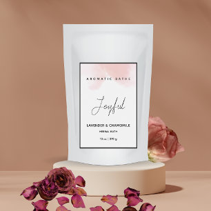 Para Comida Rótulo de Banho Herbal Elegante de Aquarela Rosa