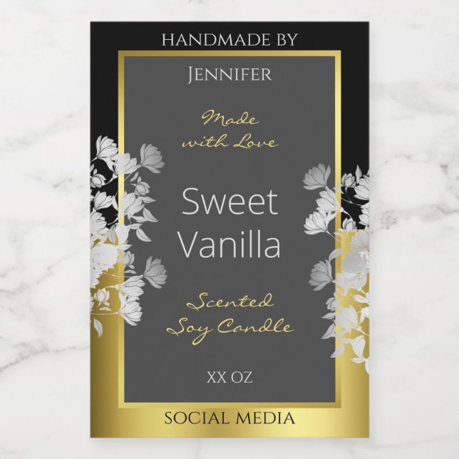 Para Comida Rótulo de embalagem do produto Floral Dourado e Ci (Rótulo Único)