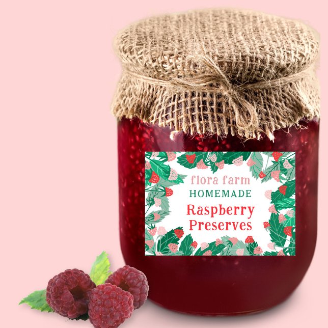 Para Comida Rótulo de Geleia Caseira Personalizada de Framboes (Raspberry Frame Custom Homemade Jam Food Label
)