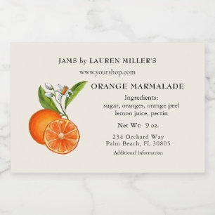 Para Comida Rótulo de Marmelada de Laranja com lista de Ingred