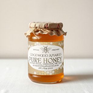 Para Comida Rótulo de Mel à Prova de Água Dourada com Honeycom