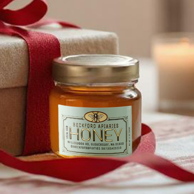 Para Comida Rótulo de mel com estrutura 3D Dourada Metálica 2x (Criador carregado)