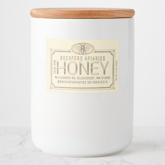 Para Comida Rótulo de mel com estrutura 3D Dourada Metálica 2x (Frente)