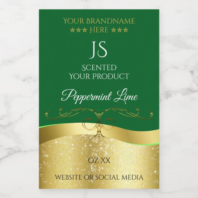 Para Comida Rótulo de Monograma Verde Escuro de Decoração Dour (Rótulo Único)