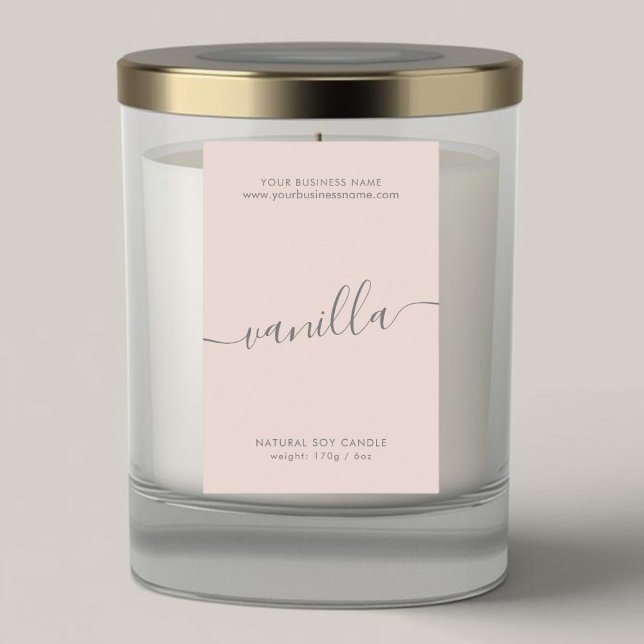 Para Comida Rótulo de produto de vela com script cor-de-rosa c (Criador carregado)