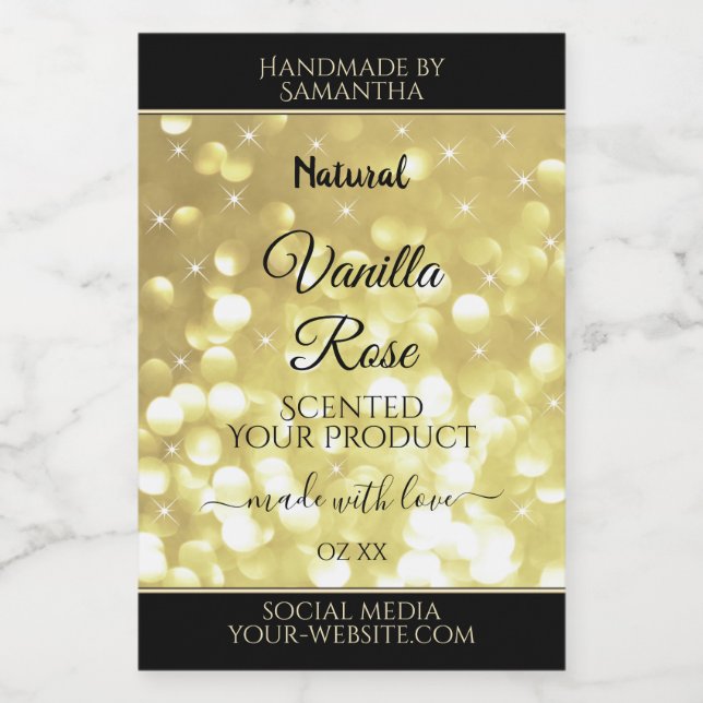 Para Comida Rótulo de Produto Estrelas Brilho Glitter Dourado  (Rótulo Único)