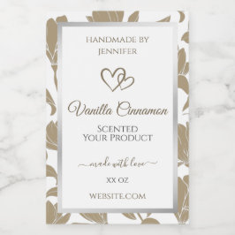 Para Comida Rótulo de Produto Floral Branco e Beige do Coração