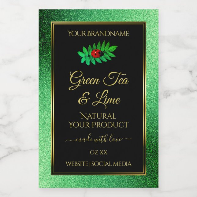 Para Comida Rótulo de Produto Preto, Largura Metálica Verde (Rótulo Único)