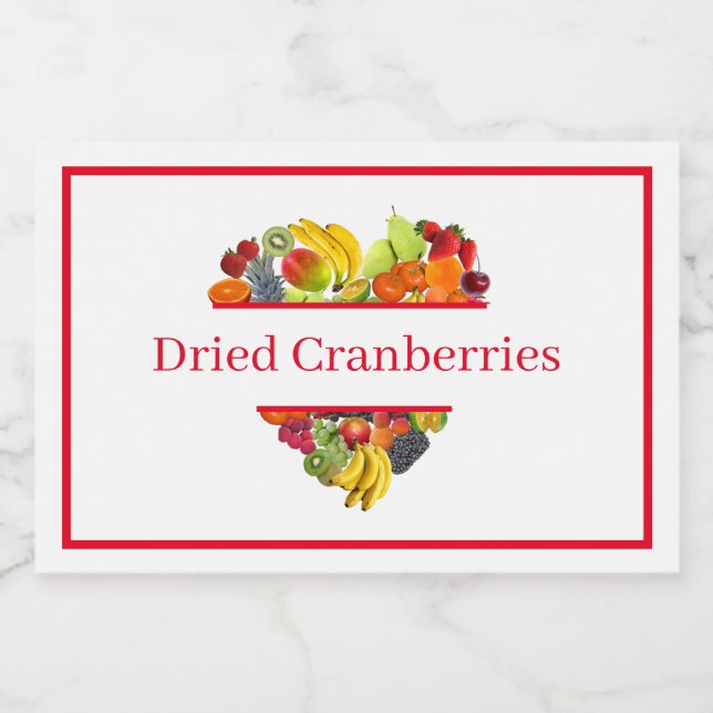 Para Comida Rótulo de Recipiente de Alimento Cranberries Secas (Rótulo Único)