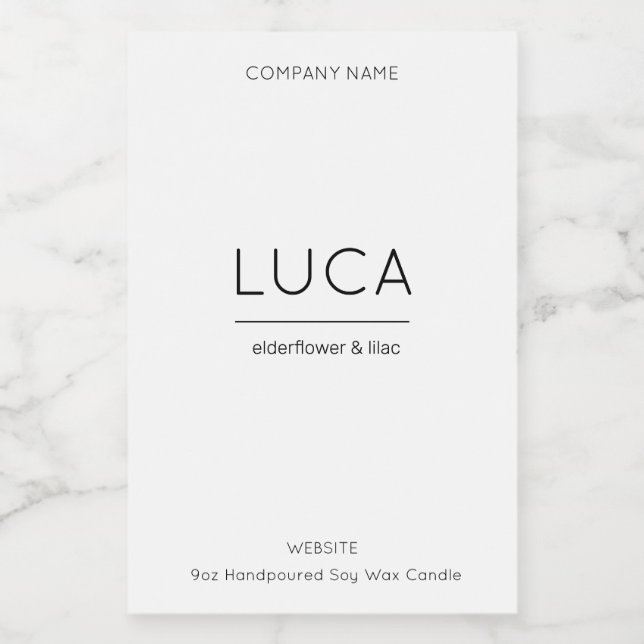 Para Comida Rótulo de Vela Luca Vela Elegante e Rótulo do Prod (Rótulo Único)