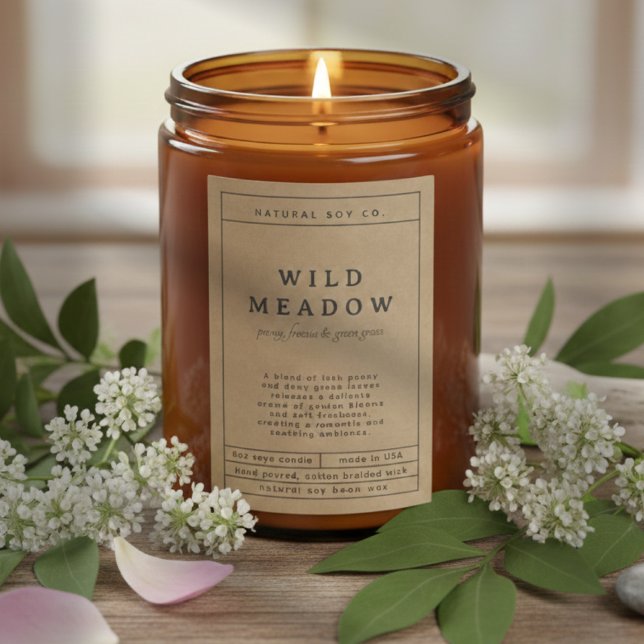 Para Comida Rótulo de Vela Marrom Rústico Simples Elegante Min (Rustic Brown Simple Elegant Minimal Candle Label )