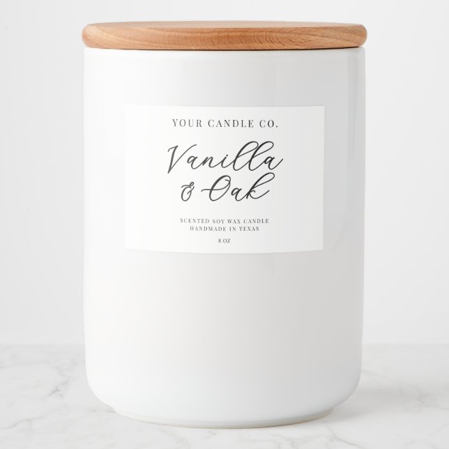 Para Comida Rótulo de Vela Moderna Simples Elegante (Frente)