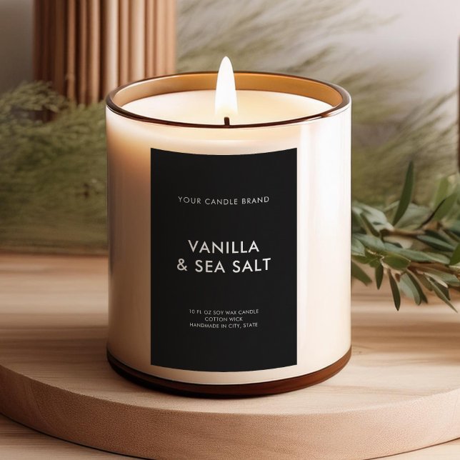 Para Comida Rótulo de Vela Preta Mínima Moderna e Simples (Criador carregado)