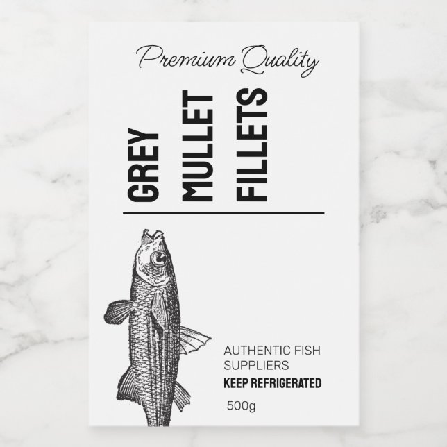 Para Comida Rótulo do Produto Filetes de Peixes Mullet cinzas (Rótulo Único)
