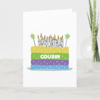 Para Cousin Cake and Candles Feliz Cartão de Anive