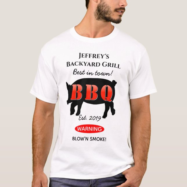 Para ele, CHURRASCO do jardim, camiseta com camise (Frente)