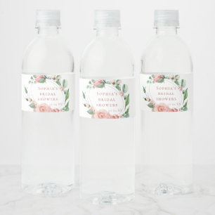 Para Garrafa D'água Rótulo do Frasco de Água Rosa Floral Verde