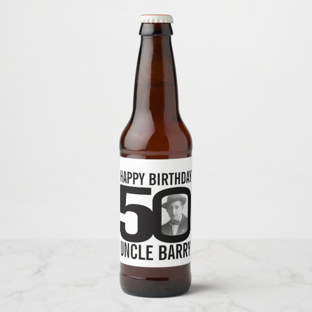 Para Garrafa De Cerveja 50º Aniversário do rótulo personalizado do nome do (Frente)