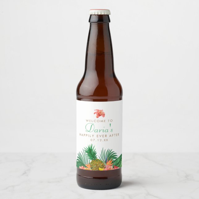 Para Garrafa De Cerveja Rótulo do ananás tropical (Frente)
