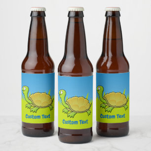Para Garrafa De Cerveja Rótulo do Vinho da Tartaruga Cartoon