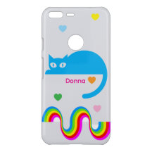 Capa de Telefone Blue Cat Rainbow Hearts – Cinza