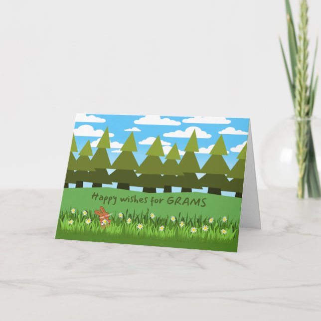 Para Grams Birthday Cute Bunny com Cartão de Marga (Frente)