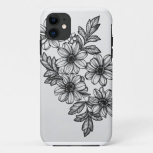 Para iPhone 11 Blackwork floresce a capa de telefone