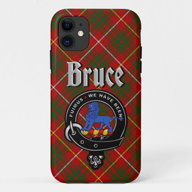 Para iPhone 11 Bruce Clan Crachá & Capa de telefone Tartan (Verso)