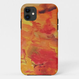 Para iPhone 11 Capa aguarela 12 vermelha alaranjada amarela