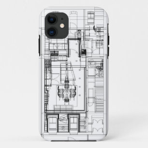 Para iPhone 11 Capa de telefone arquitectónica do wireframe