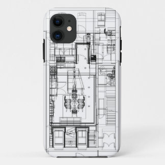 Para iPhone 11 Capa de telefone arquitectónica do wireframe