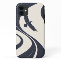 Capa de Telefone Azul Marinho Minimalista Pássaro 