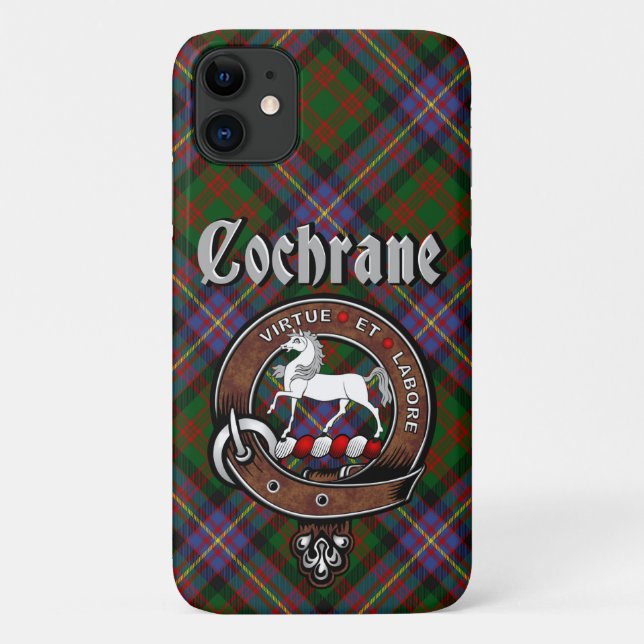 Para iPhone 11 Capa de telefone Cochrane Clan Badge & Tartan (Verso)