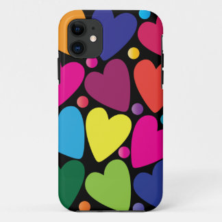 Para iPhone 11 Capa de telefone colorida dos corações
