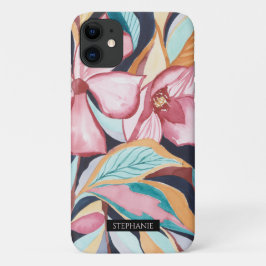 Para iPhone 11 Capa de telefone com arte abstrata de aquarela bot