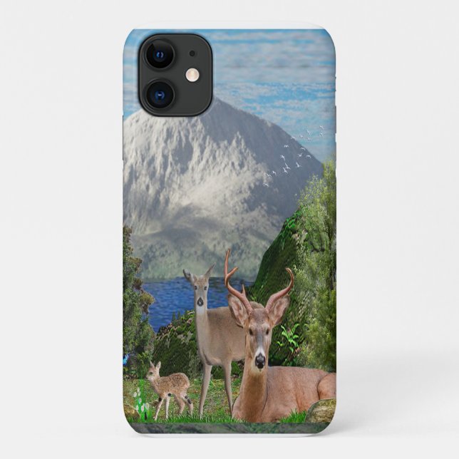 Para iPhone 11 Capa de telefone com arte de cervo (Verso)