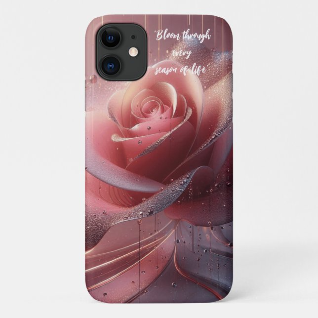 Para iPhone 11 Capa de telefone com flor rosa (Verso)