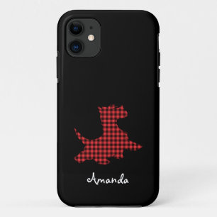 Para iPhone 11 Capa de telefone com xadrez vermelho e preto e cac