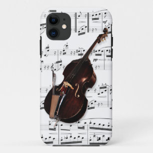 Para iPhone 11 Capa de telefone. Contrabaixo & partitura. Cor da