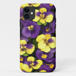 Para iPhone 11 Capa de telefone das flores amarelas e púrpuras