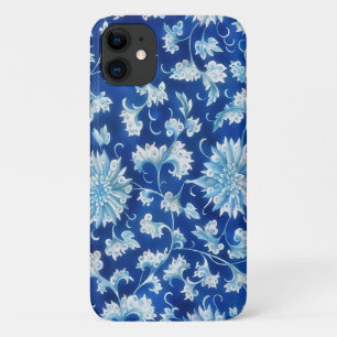 Para iPhone 11 Capa de telefone de Arte Floral do Estilo Azul e A