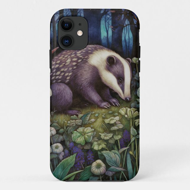 Para iPhone 11 Capa de telefone de Badger Meia-Noite (Verso)